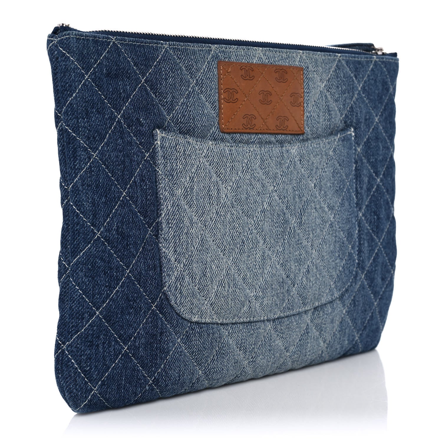 Chanel Denim Pocket Medium Cosmetic Case Blue 3 of 14