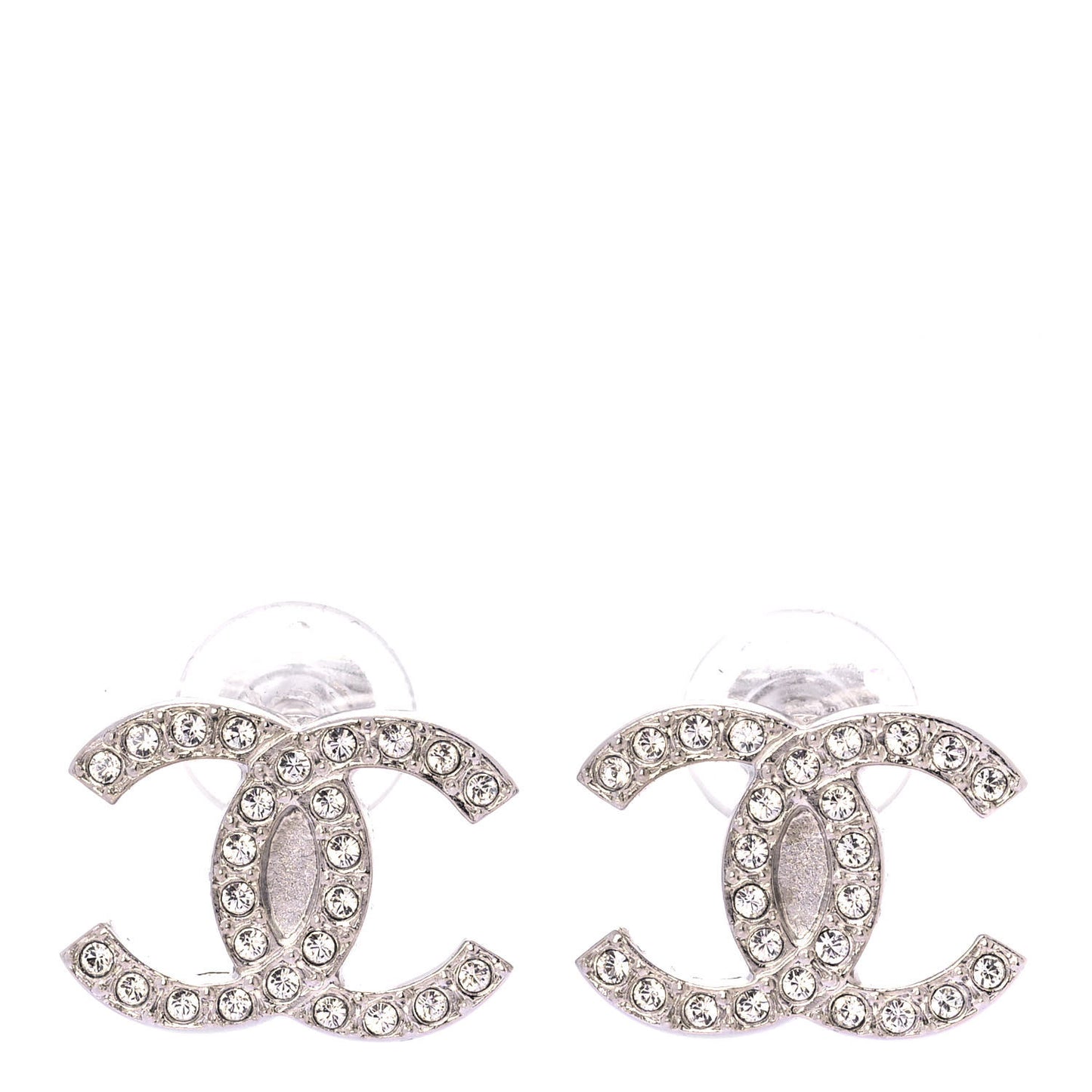 Crystal CC Clip On Earrings Silver