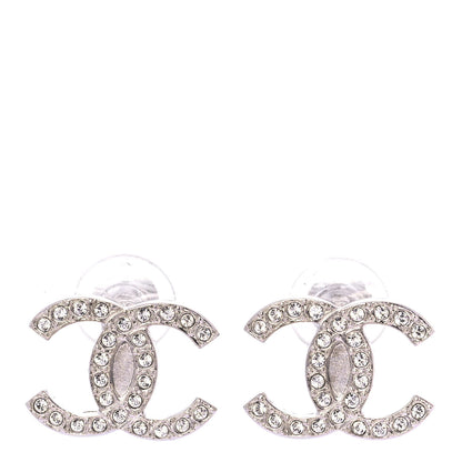 Chanel Crystal CC Clip On Earrings Silver 1 of 5