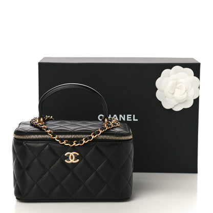Chanel Lambskin Quilted Small Top Handle Vanity Case With Chain Black 11 of 11