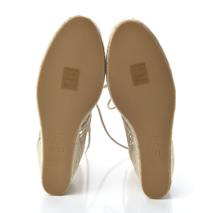 Christian Dior Canvas Resille Embroidered Naughtily-D 65mm Wedge Boots 40.5 Cream 5 of 9