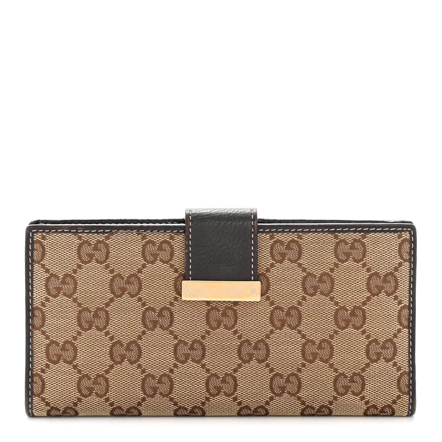 GG Plus Monogram Icon Bar Continental Flap Wallet Dark Brown