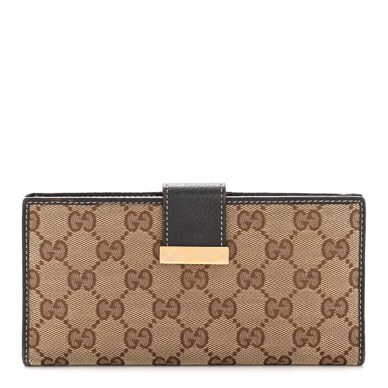 Gucci GG Plus Monogram Icon Bar Continental Flap Wallet Dark Brown 1 of 10