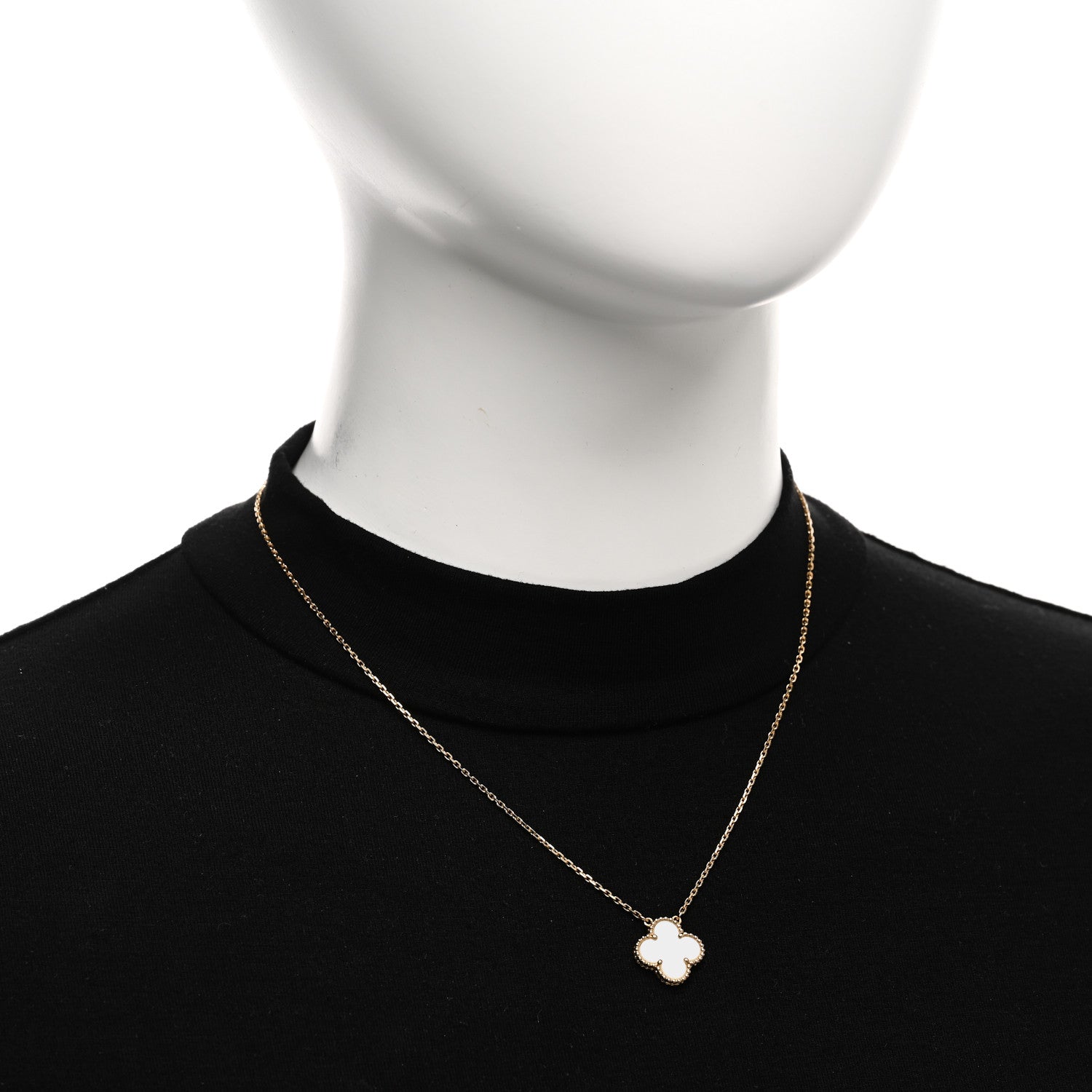 Van Cleef & Arpels 18K Yellow Gold Mother of Pearl Vintage Alhambra Pendant Necklace 2 of 5