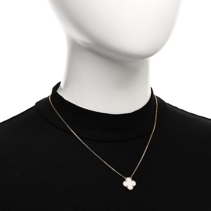 Van Cleef & Arpels 18K Yellow Gold Mother of Pearl Vintage Alhambra Pendant Necklace 2 of 5
