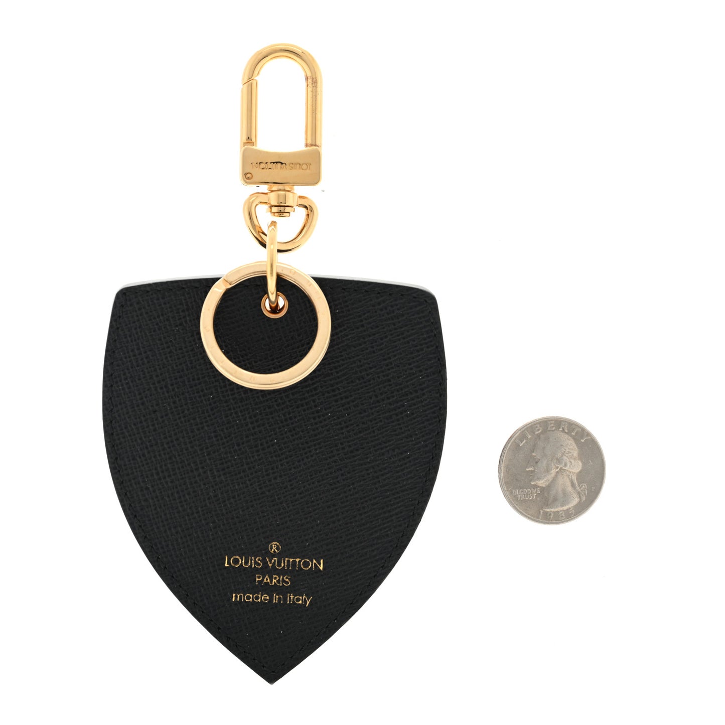 Calfskin World Tour Bag Charm Key Holder Black