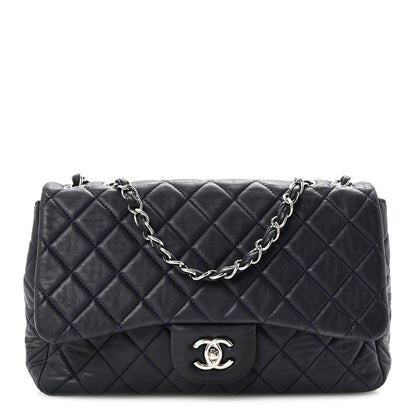 Chanel Lambskin Quilted Jumbo Single Flap Navy 1 of 10