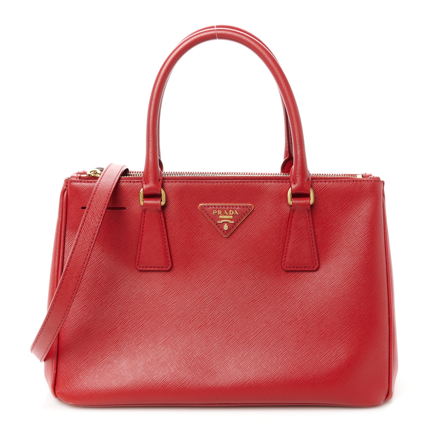 Saffiano Small Galleria Double Zip Tote Fuoco