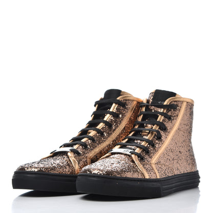 Gucci Nappa Glitter Galactica High Top Sneakers 38.5 Copper 3 of 11