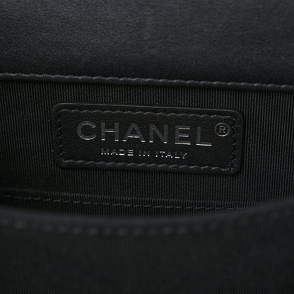 Chanel Calfskin Tweed Quilted North South Boy Flap Black 6 of 10