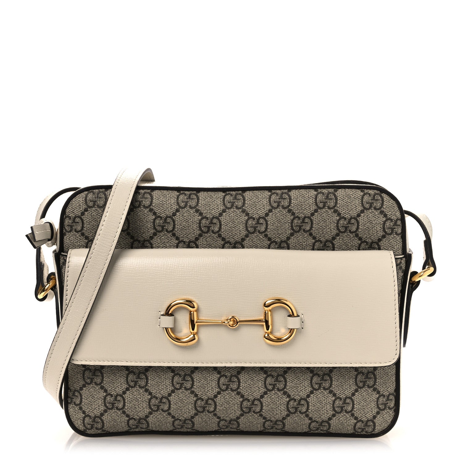Gucci GG Supreme Monogram Small Horsebit 1955 Shoulder Bag Beige Mystic White 1 of 10