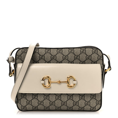 Gucci GG Supreme Monogram Small Horsebit 1955 Shoulder Bag Beige Mystic White 1 of 10