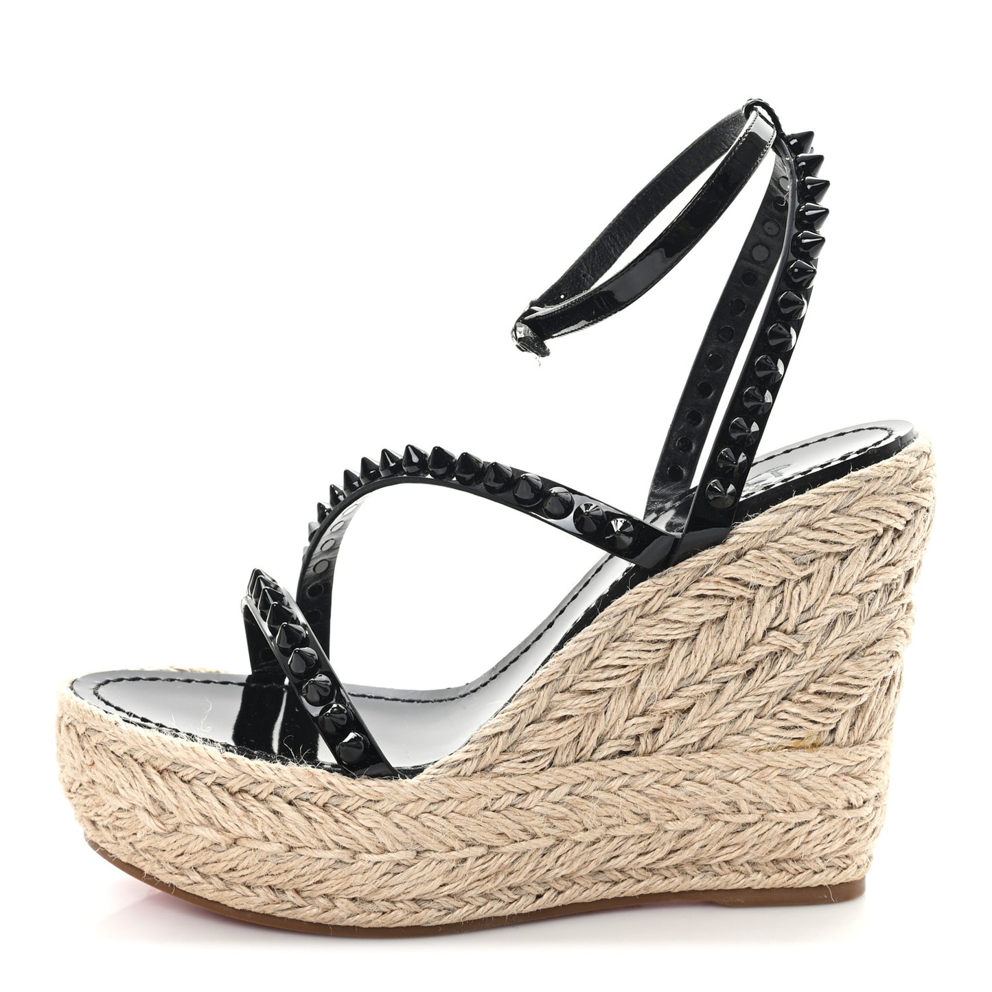 Patent Monochrome Mafaldina 120 Wedge Sandals 38 Black