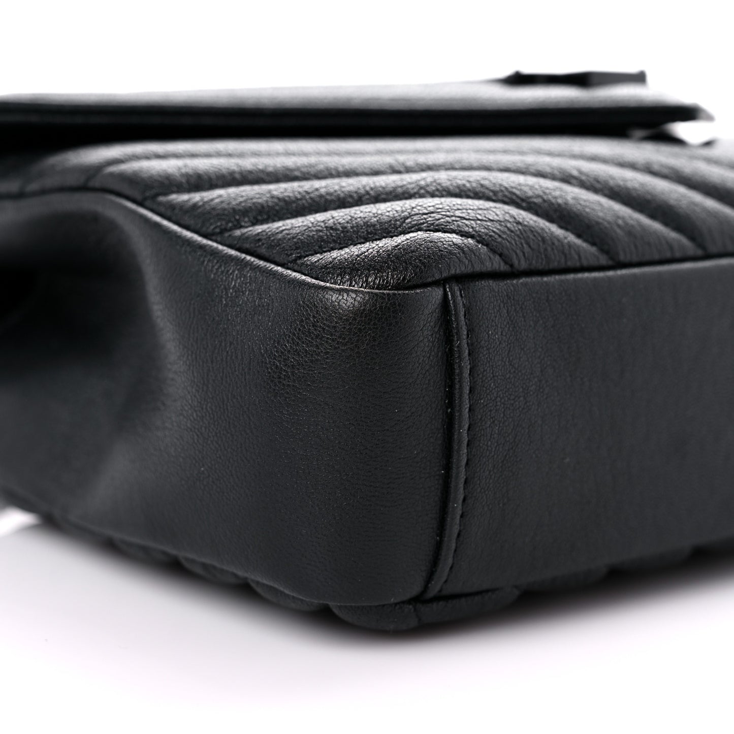 Sheepskin Matelasse Chevron Monogram Monochrome Medium College Bag Black
