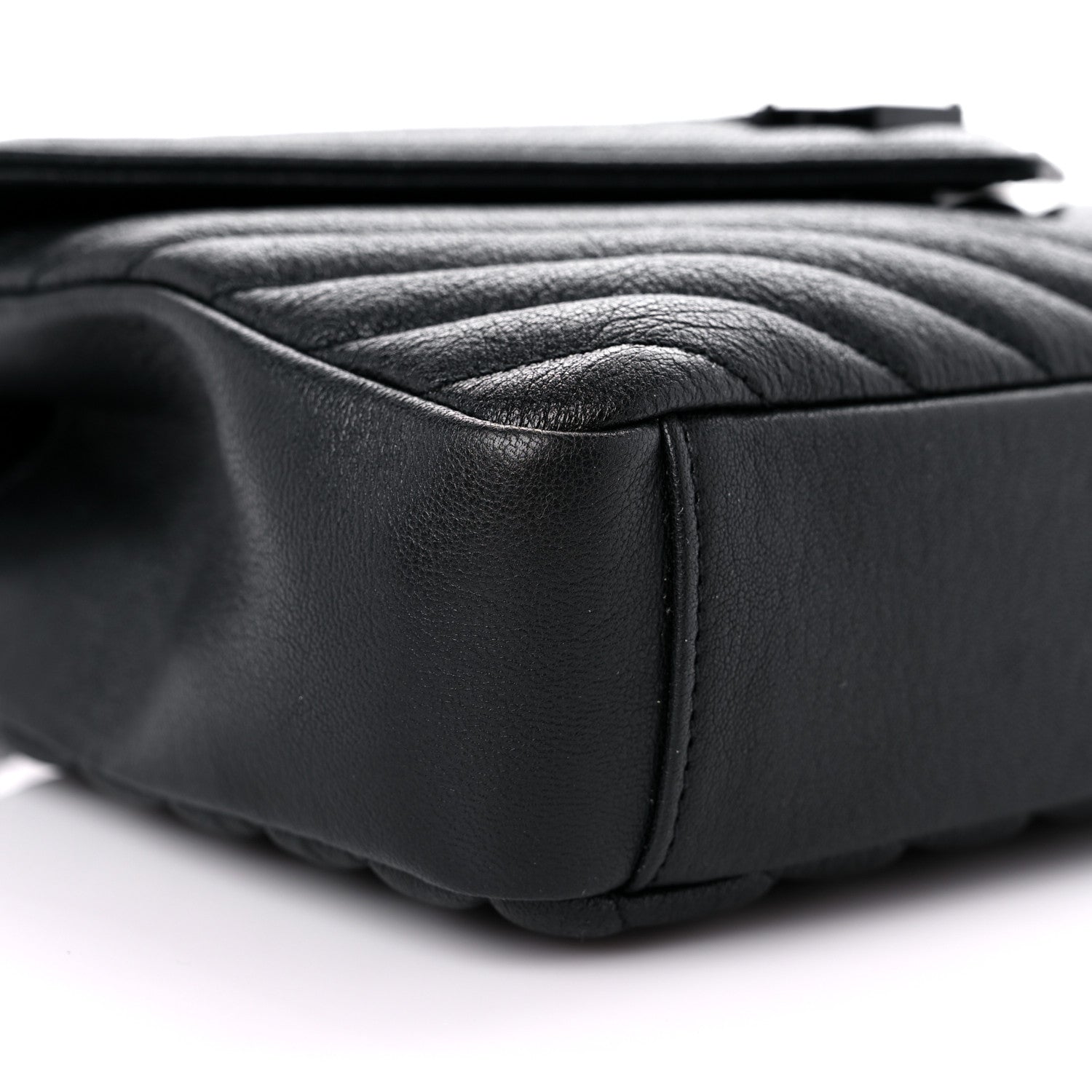 Saint Laurent Sheepskin Matelasse Chevron Monogram Monochrome Medium College Bag Black 8 of 9