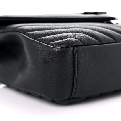 Saint Laurent Sheepskin Matelasse Chevron Monogram Monochrome Medium College Bag Black 8 of 9