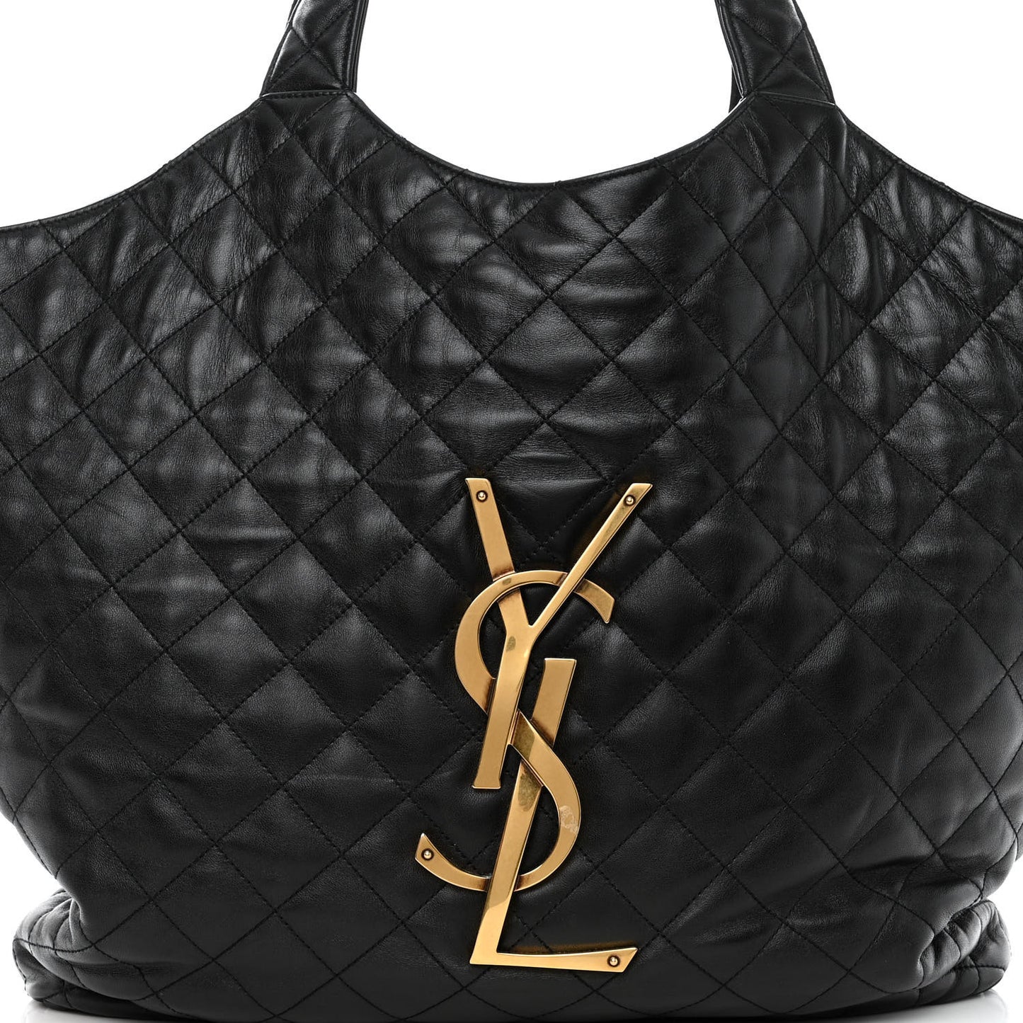 SAINT LAURENT Lambskin Quilted Maxi Icare Shopping Tote Black