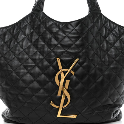 Saint Laurent SAINT LAURENT Lambskin Quilted Maxi Icare Shopping Tote Black 7 of 9