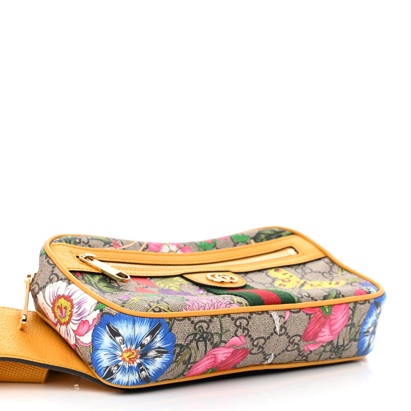 GG Supreme Monogram Flora Medium Ophidia Belt Bag Beige Multicolor Crop