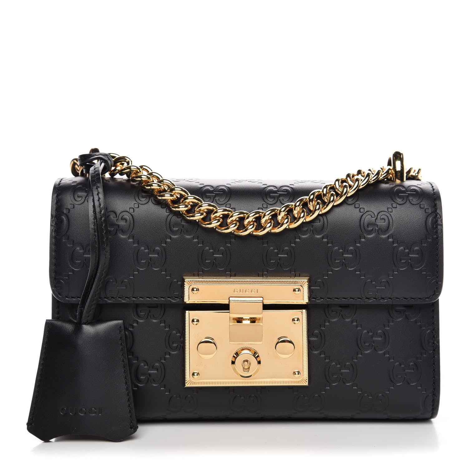 Gucci Guccissima Small Padlock Shoulder Bag Black 1 of 9