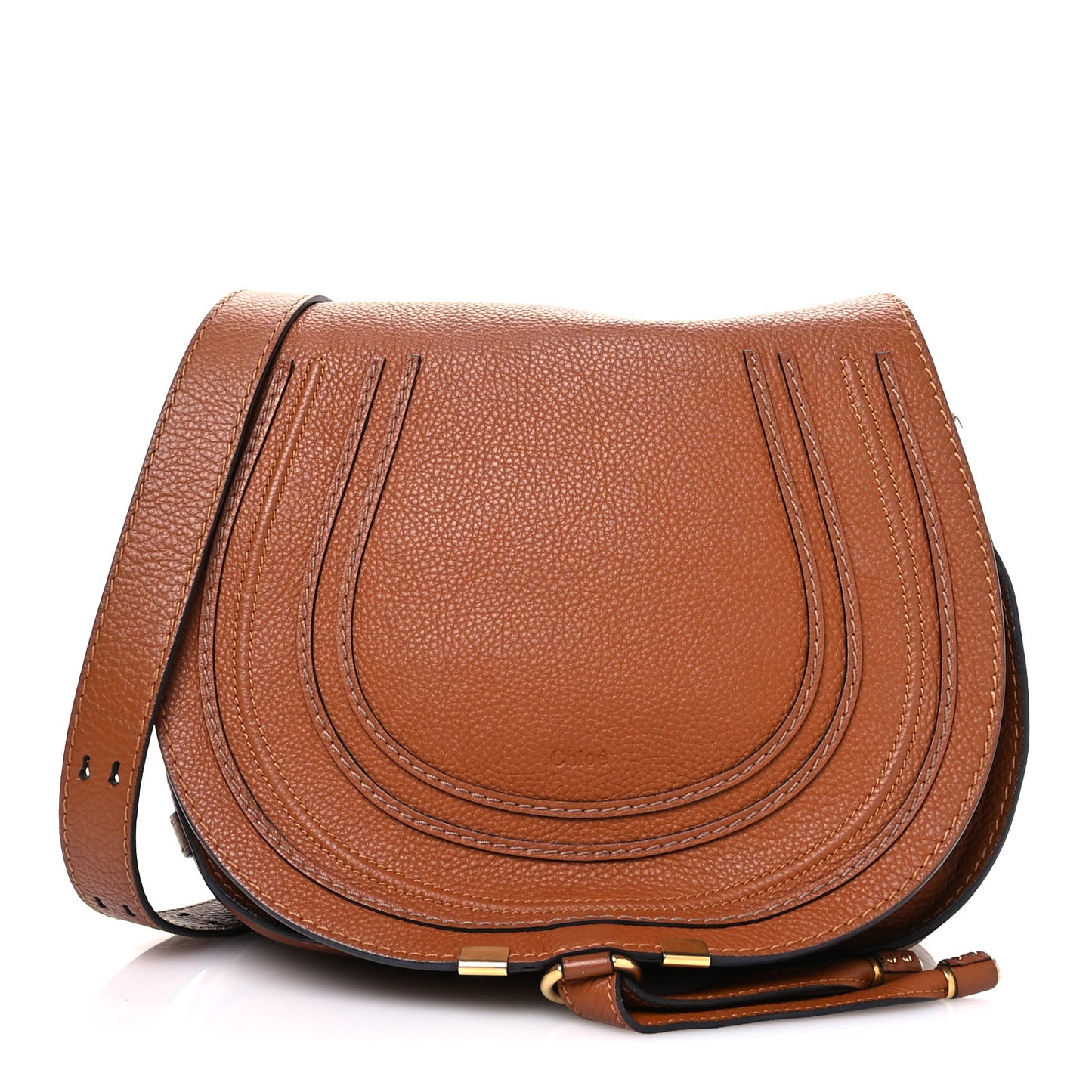 Calfskin Medium Marcie Round Crossbody Bag Tan