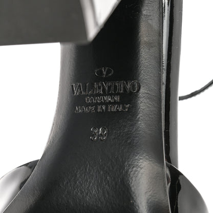 Valentino Garavani Patent Tonal One Stud Ankle Strap 90mm Block Heel Pumps 39 Black 8 of 11
