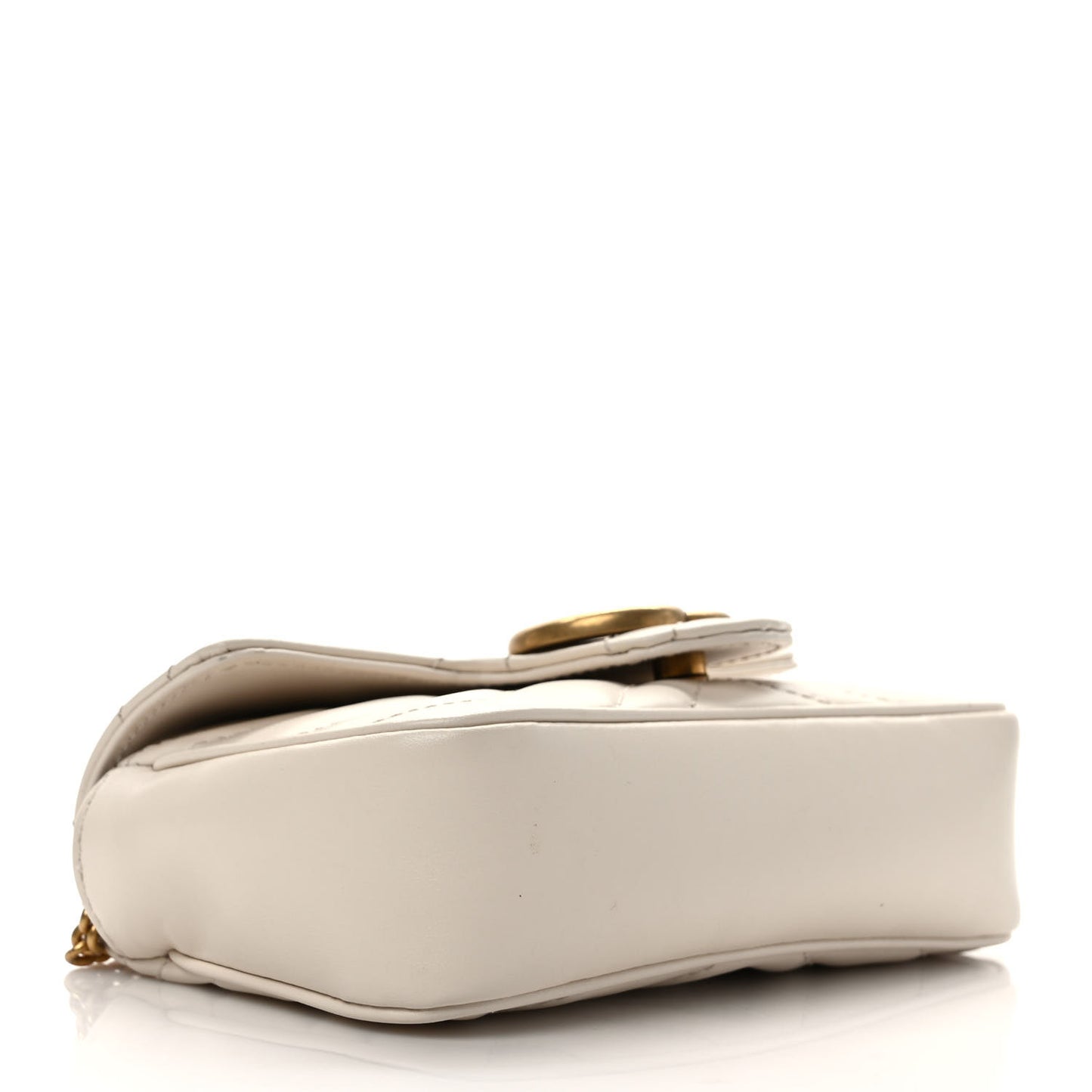 Calfskin Matelasse Super Mini GG Marmont Shoulder Bag White