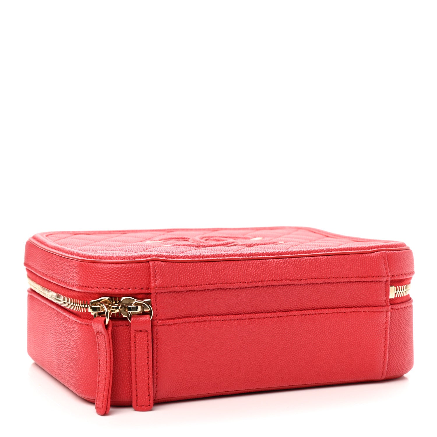 Chanel Caviar Quilted Medium CC Filigree Vanity Case Red 3 of 9