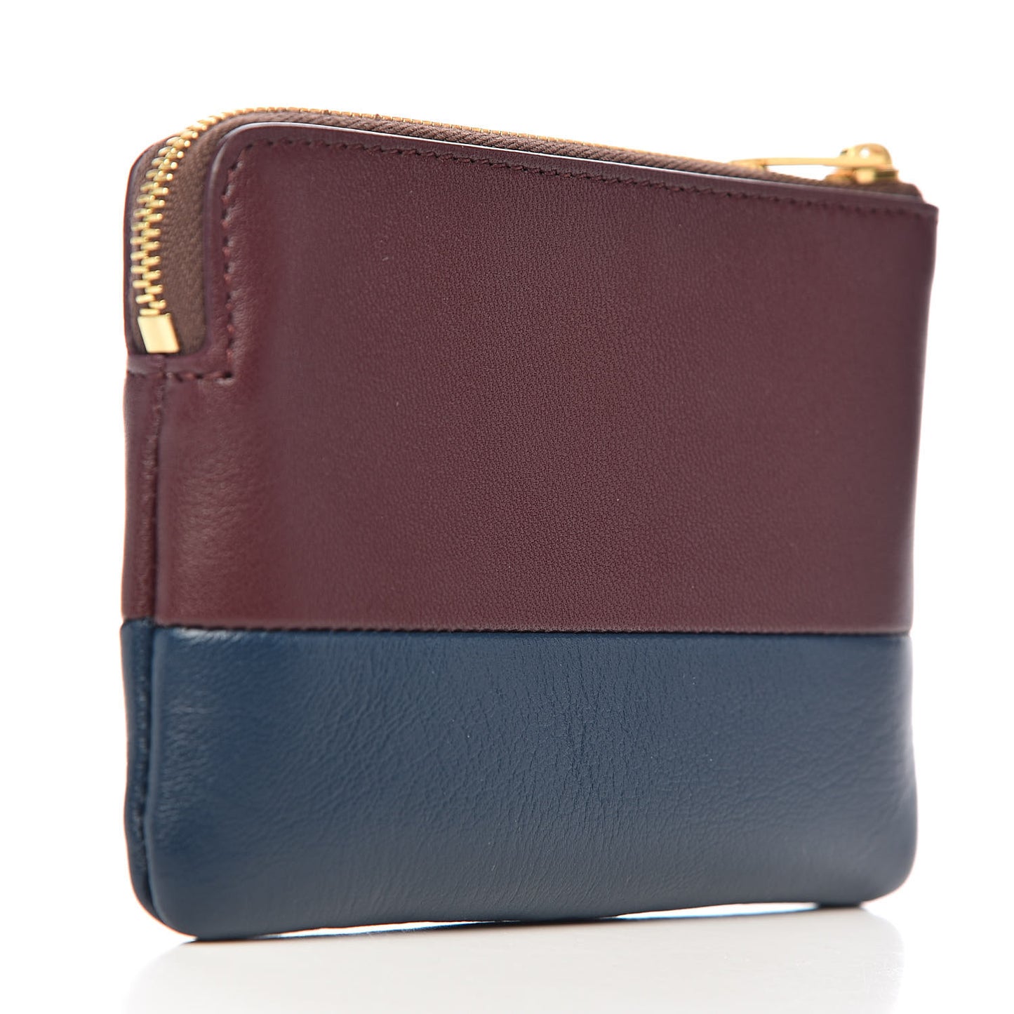 Lambskin Bi-Color Solo Coin Card Case Wine Abyss Blue