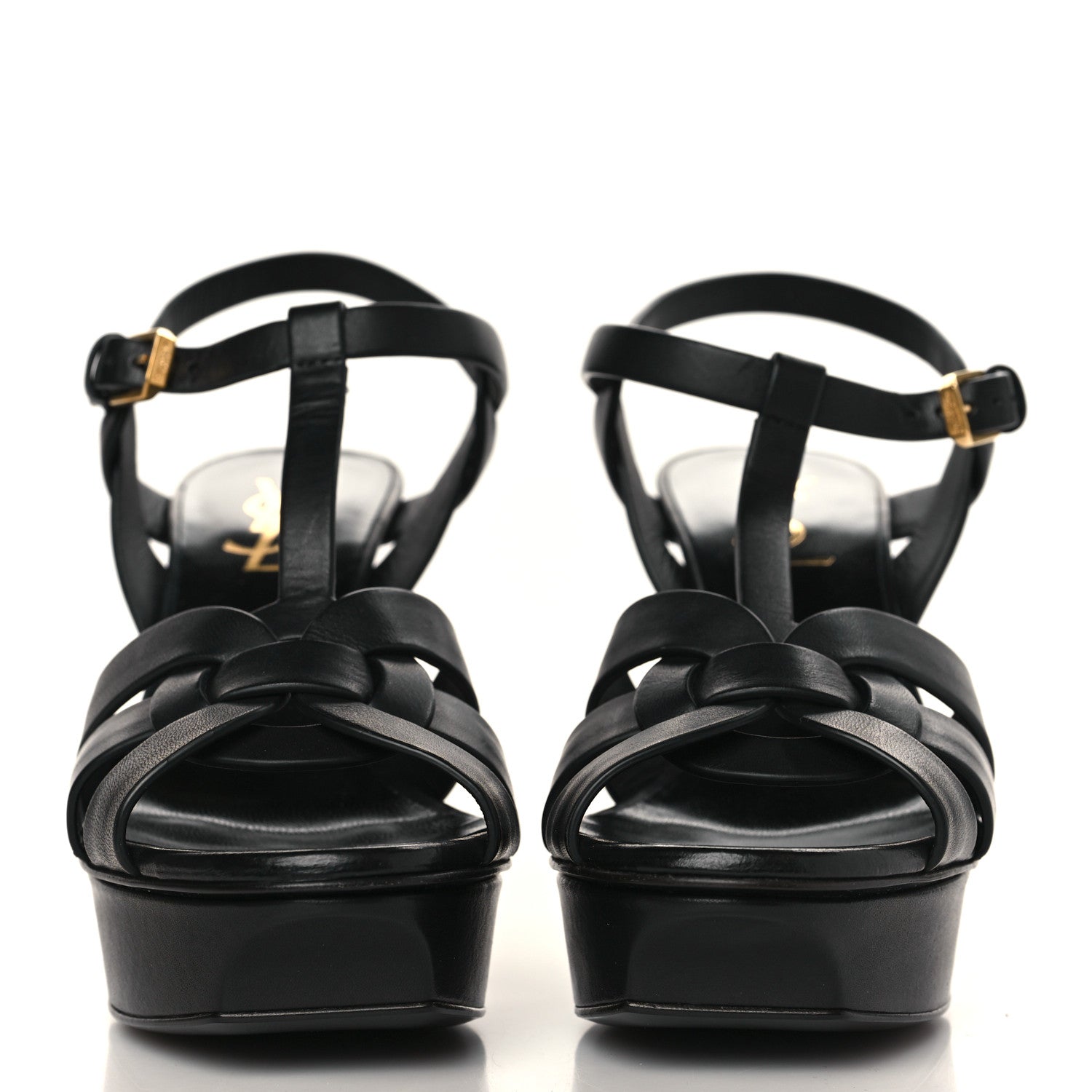 Saint Laurent Calfskin Tribute 75 Platform Sandals 37 Black 2 of 11