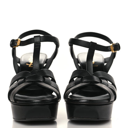 Saint Laurent Calfskin Tribute 75 Platform Sandals 37 Black 2 of 11