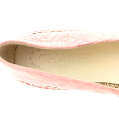 Chanel Velvet Grosgrain Quilted Camellia CC Espadrilles 37 Pink Black 8 of 10