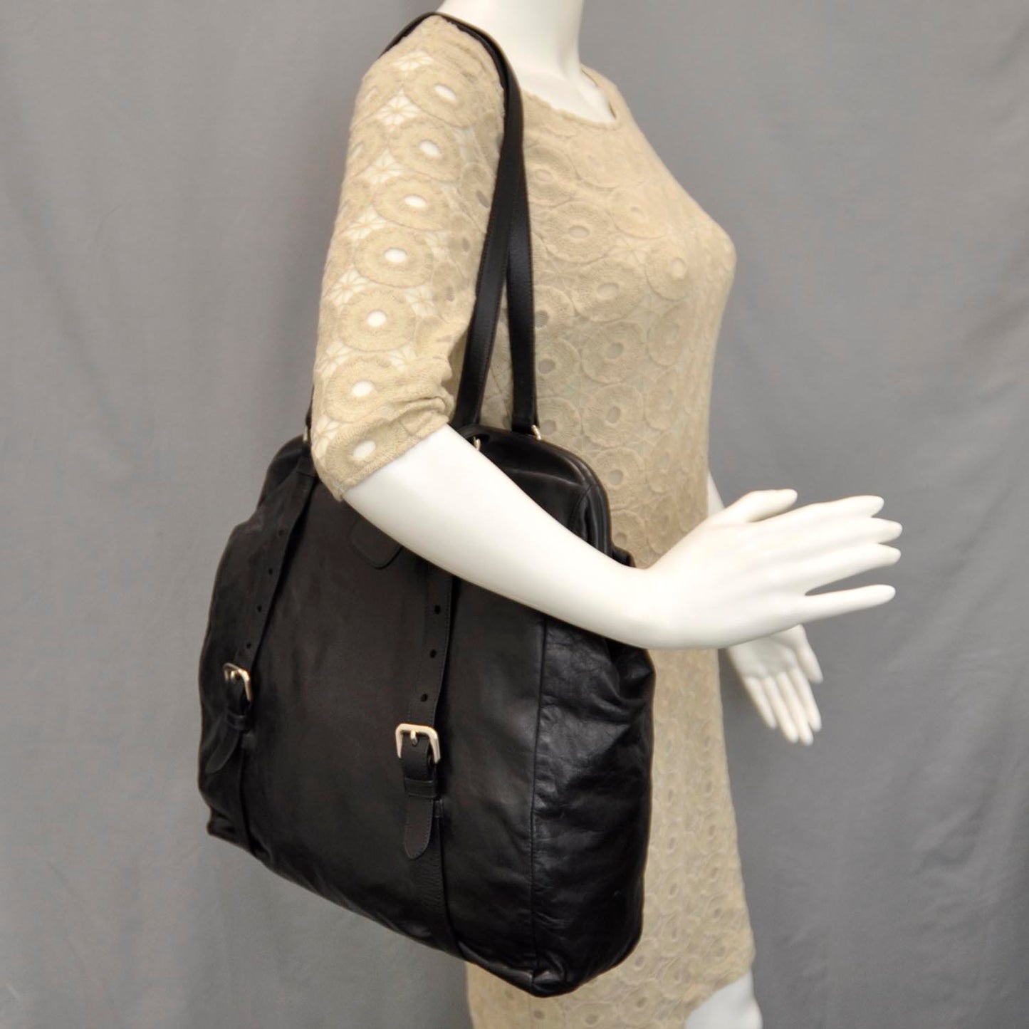 Leather Large New Look Tote Black
