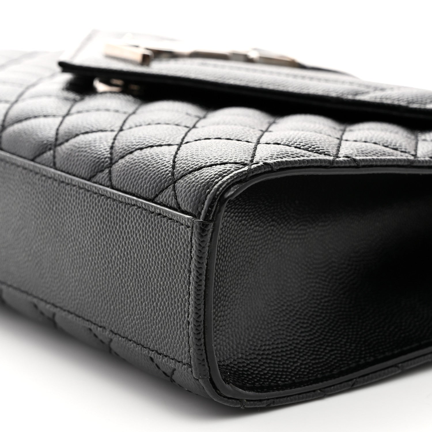 Saint Laurent Grain De Poudre Textured Mixed Matelasse Triquilt Medium Monogram Satchel Black 11 of 11