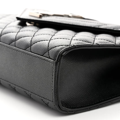 Saint Laurent Grain De Poudre Textured Mixed Matelasse Triquilt Medium Monogram Satchel Black 11 of 11