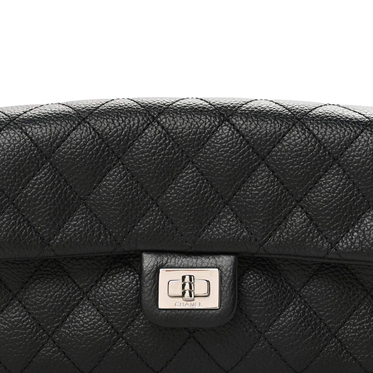Grained Calfskin Quilted 2.55 Reissue Flap Belt Bag Clutch Black