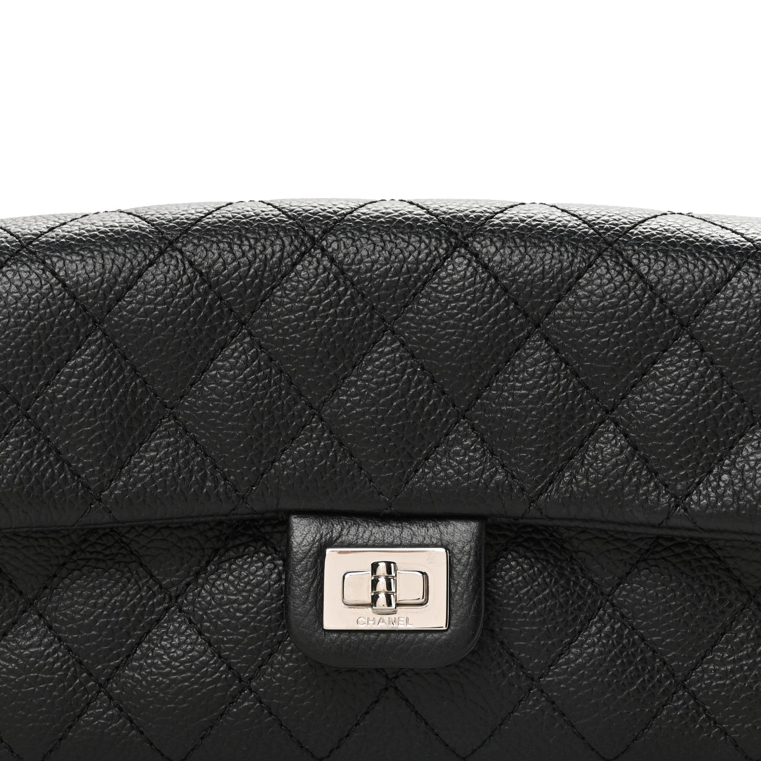 Chanel Grained Calfskin Quilted 2.55 Reissue Flap Belt Bag Clutch Black 9 of 12
