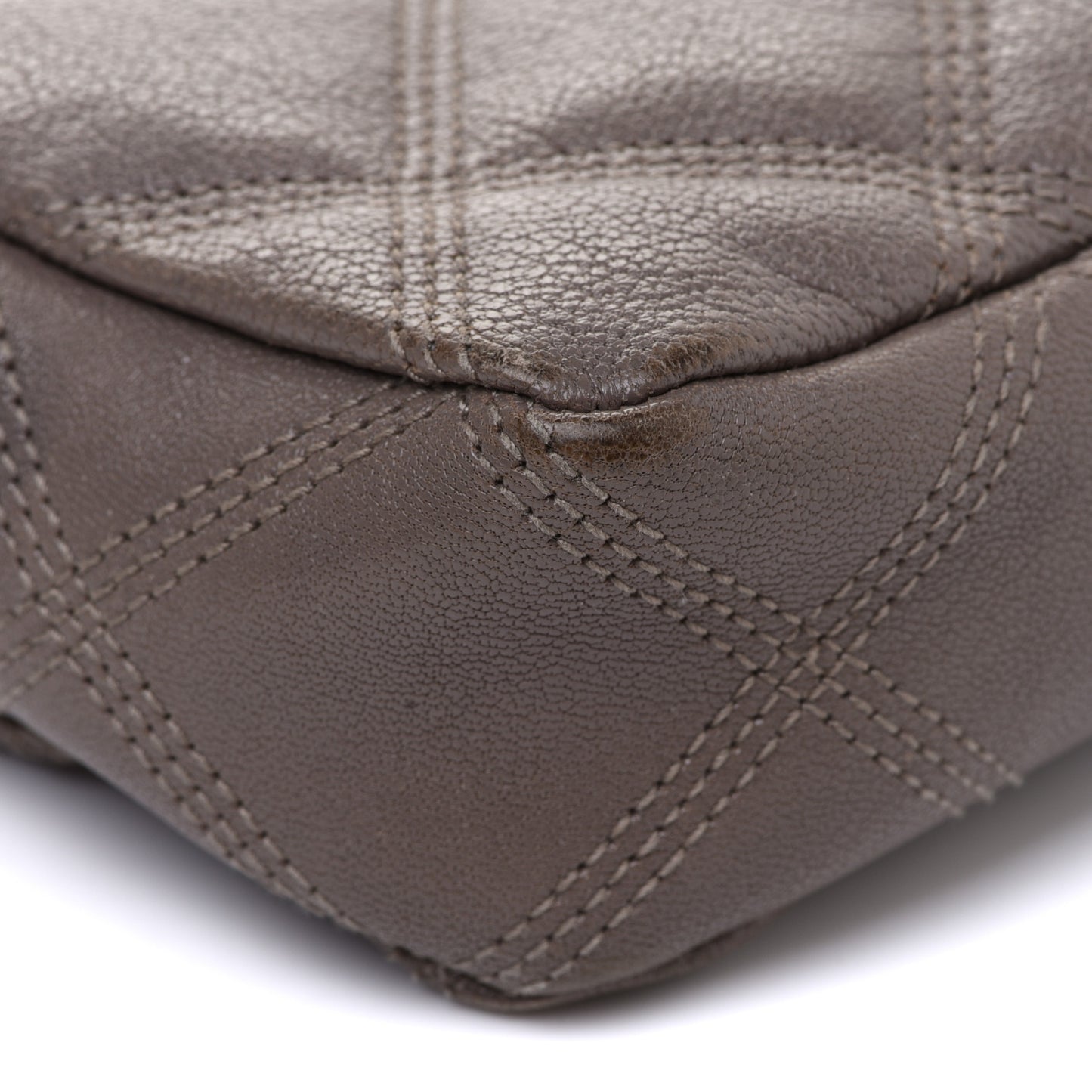 Grained Lambskin Quilted Mini Becky Double Zip Bag Taupe