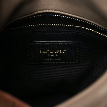 Saint Laurent Lambskin Quilted Toy Loulou Puffer Monogram Chain Satchel Dark Beige 5 of 10