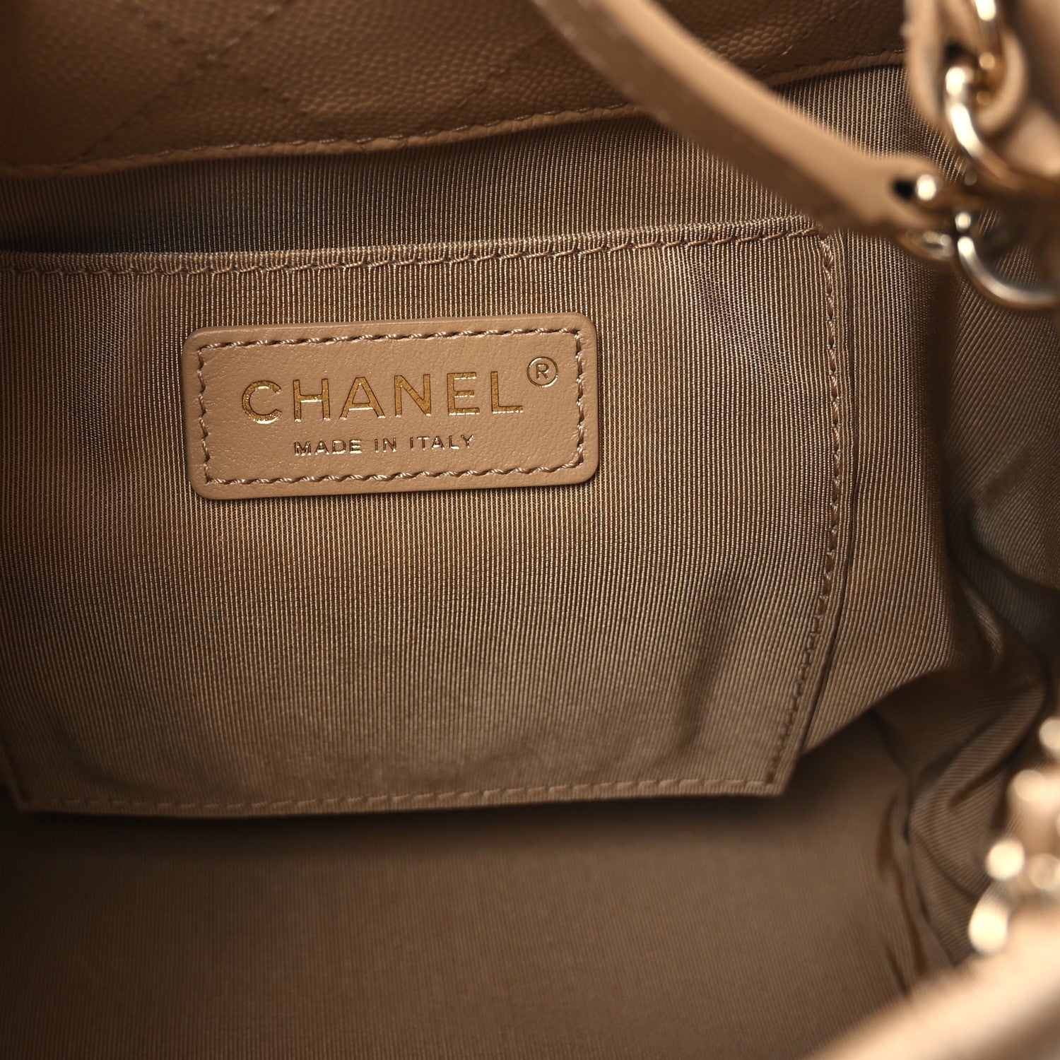 Chanel Caviar Quilted Rolled Up Bucket Drawstring Bag Beige 6 of 10
