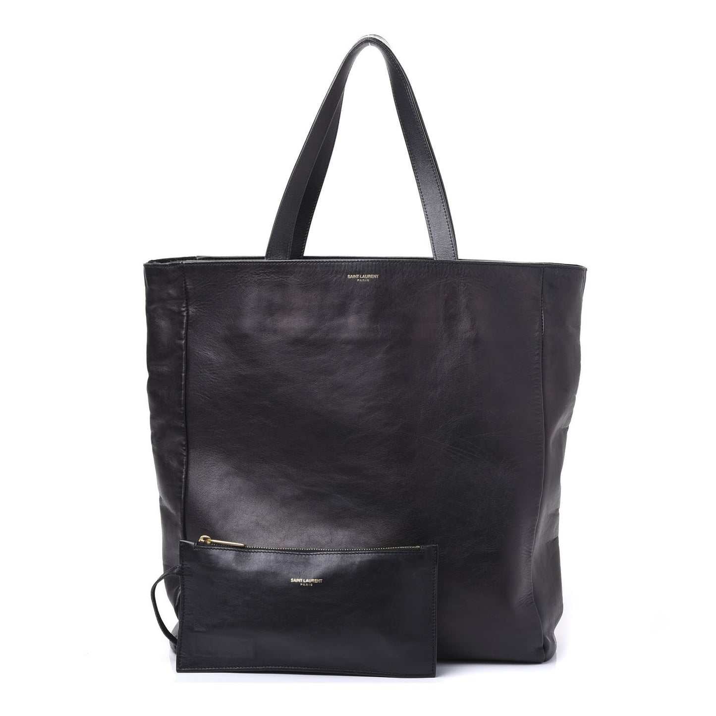 Calfskin Suede North South Reversible Shopping Tote Black