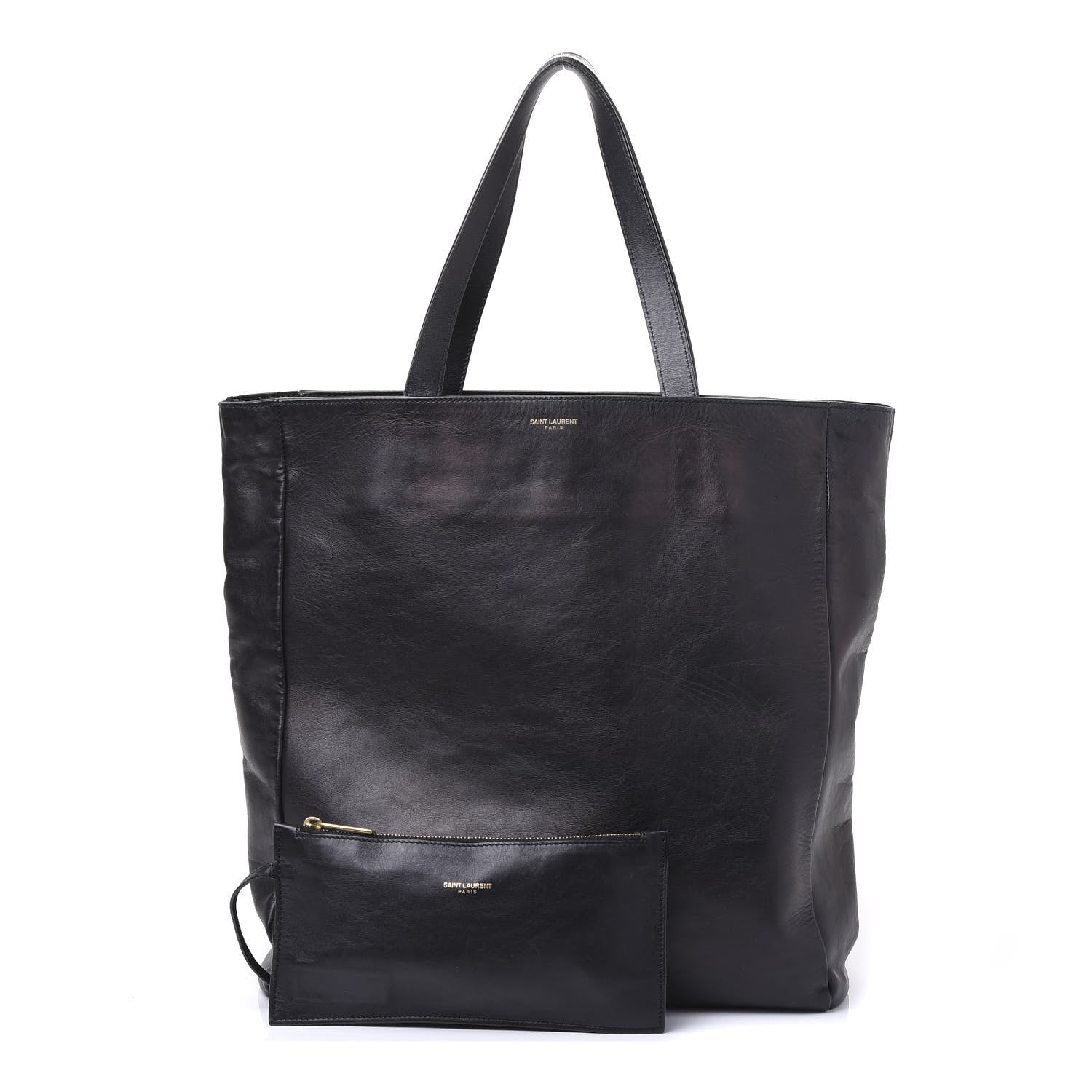 Saint Laurent Calfskin Suede North South Reversible Shopping Tote Black 1 of 10