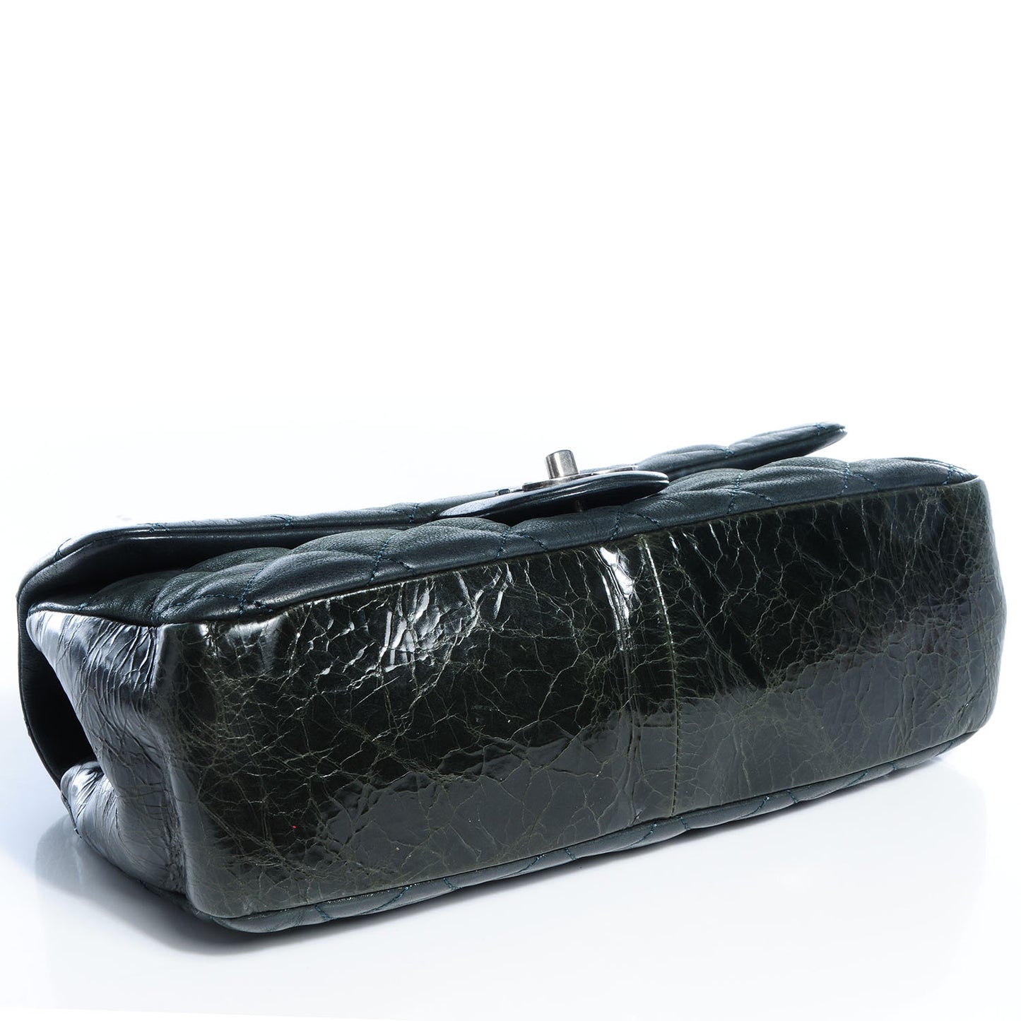 Iridescent Calfskin In The Mix Medium Flap Dark Green
