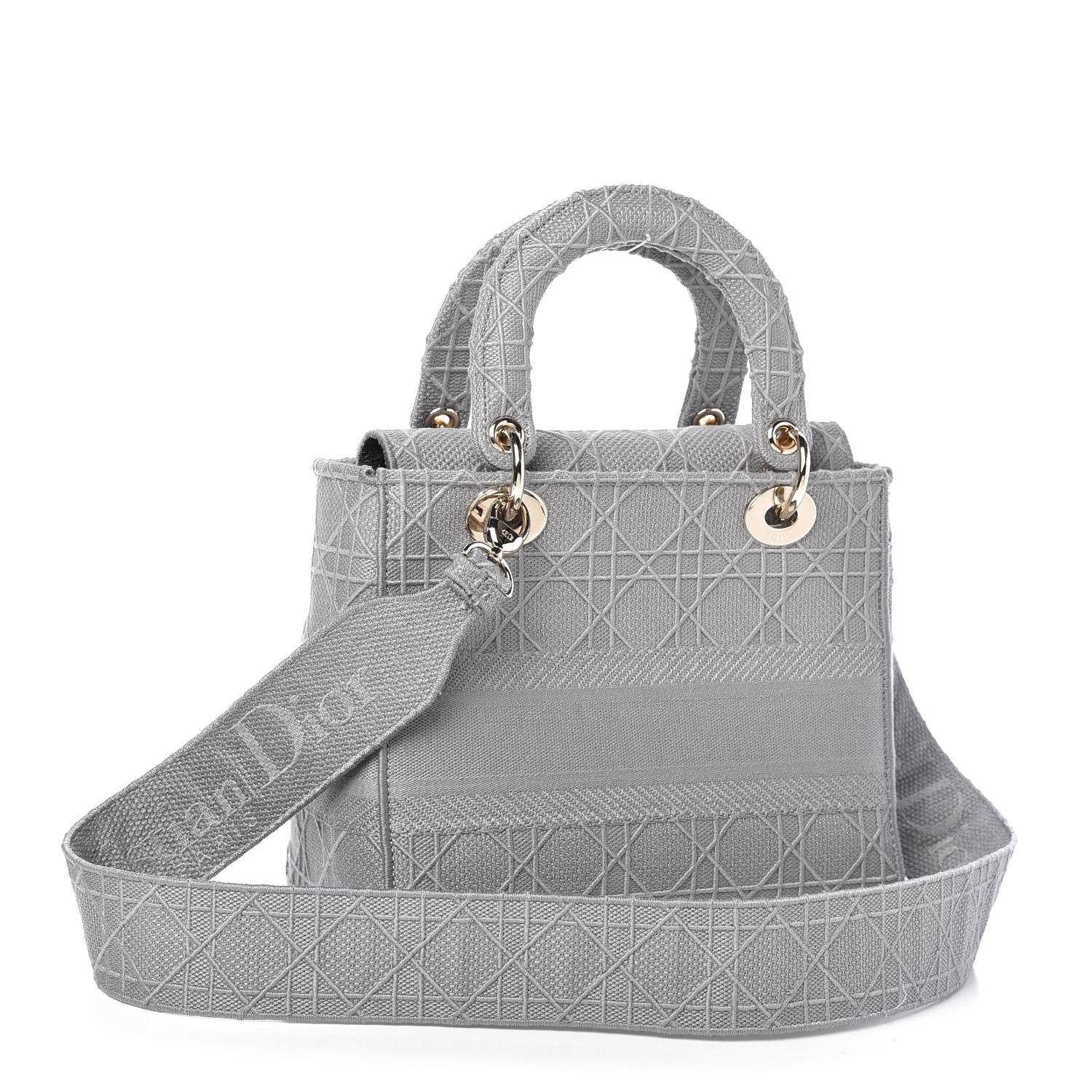 Christian Dior Canvas Embroidered Cannage Medium Lady D-Lite Gray 3 of 11