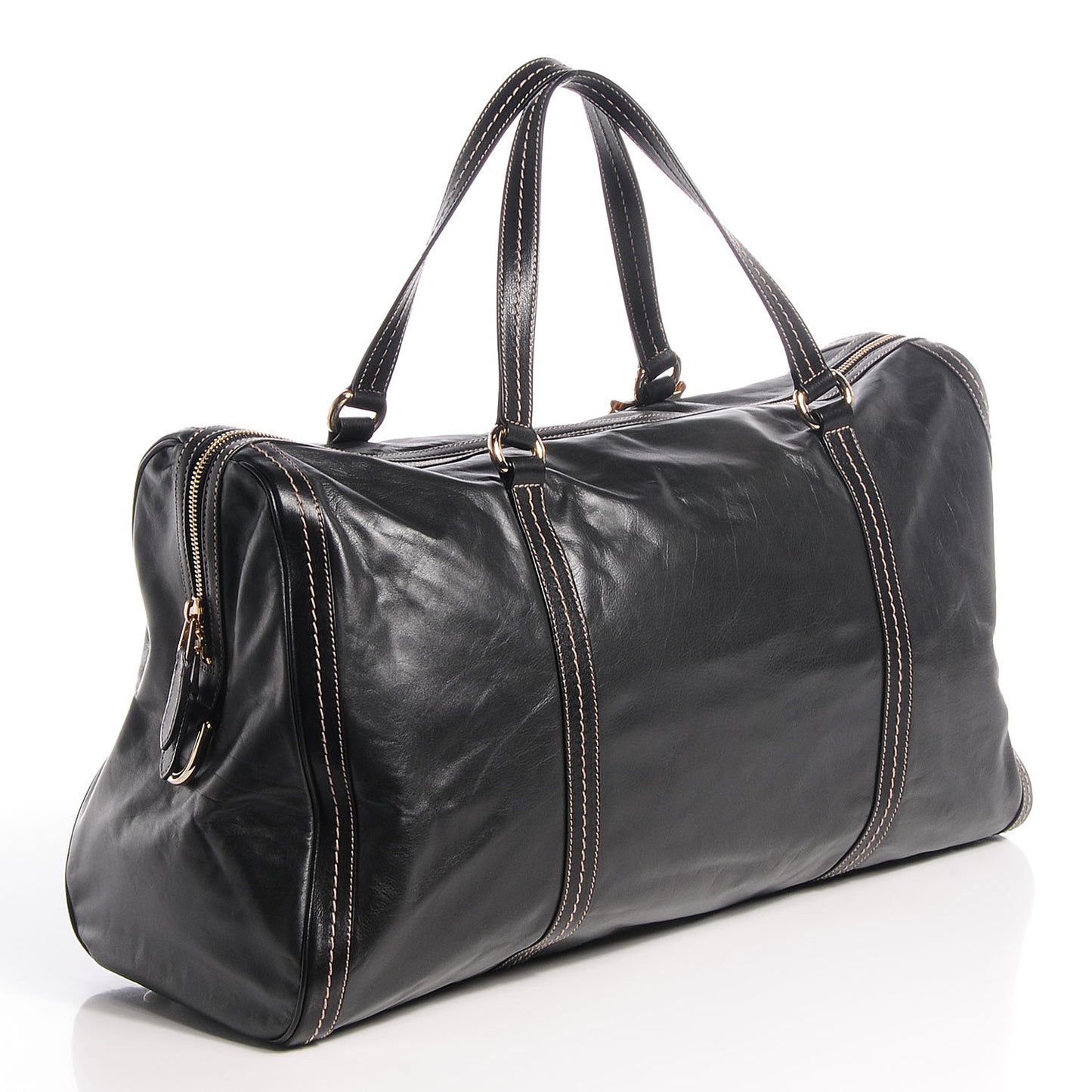 Nappa Leather Duchessa Large Boston Bag Black