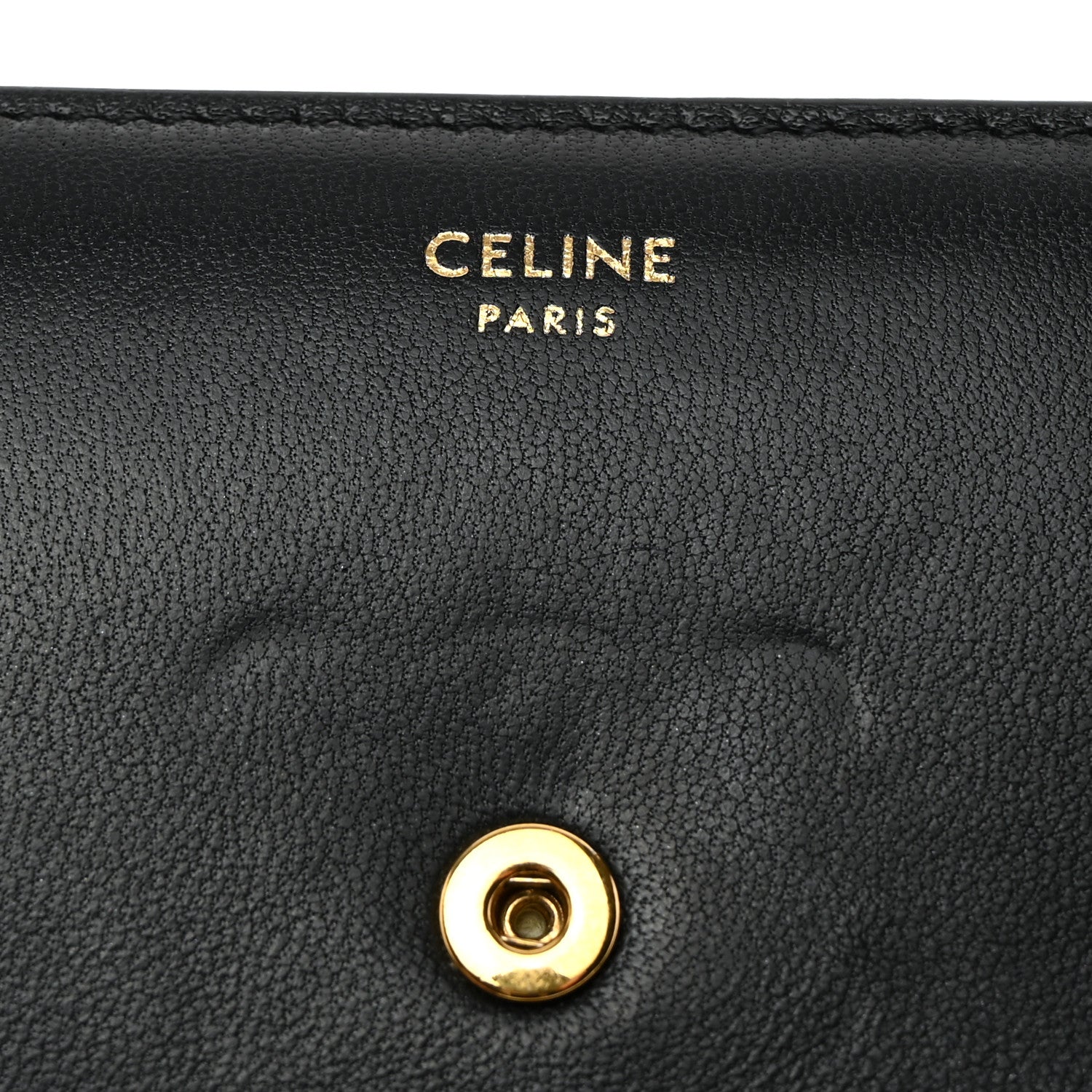 Celine Shiny Smooth Lambskin Small Triomphe Wallet Black 6 of 10