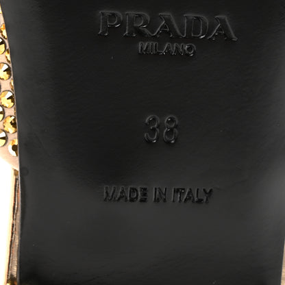 Prada Satin Crystal Logo 10mm Slide Sandals 38 Platino 7 of 9