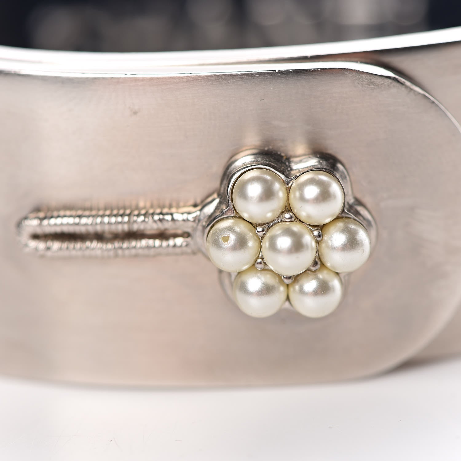 Chanel Metal Pearl CC Cuff Silver 6 of 16