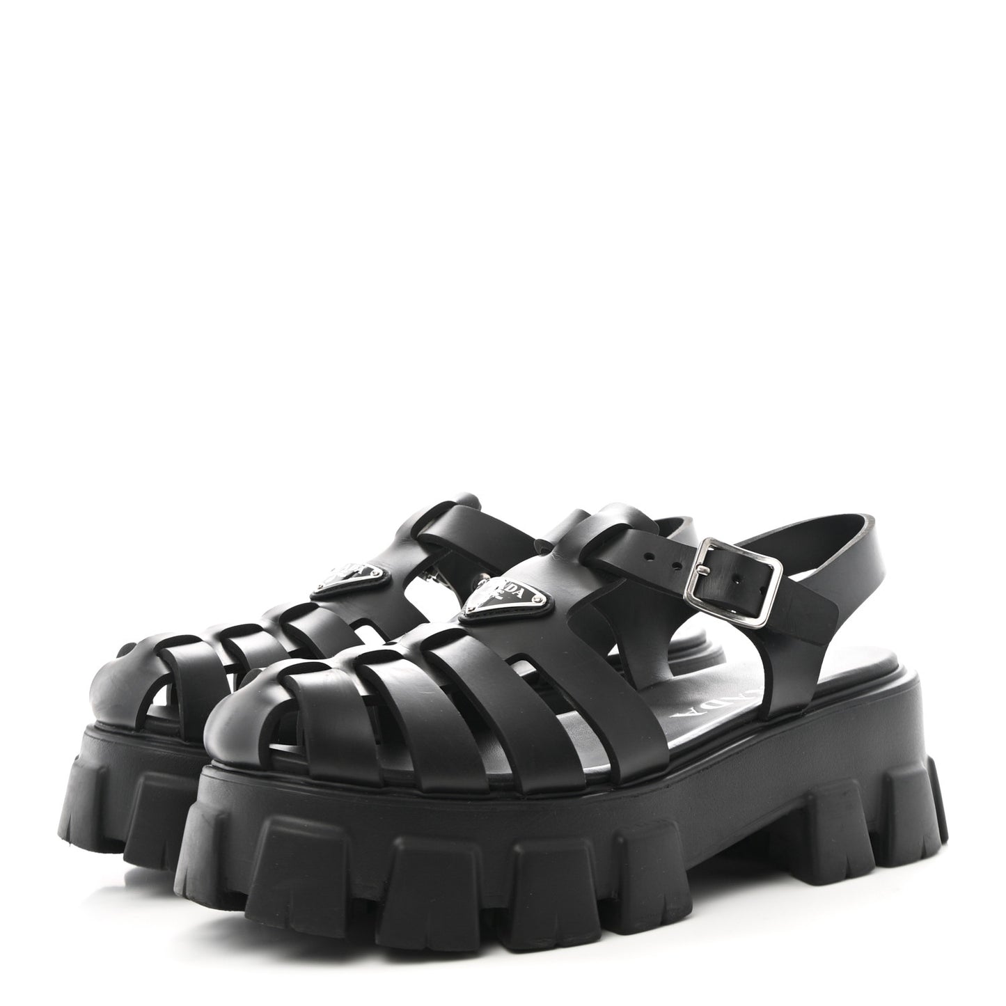 Foam Rubber Triangle Logo Monolith 55mm Cage Sandals 40 Black