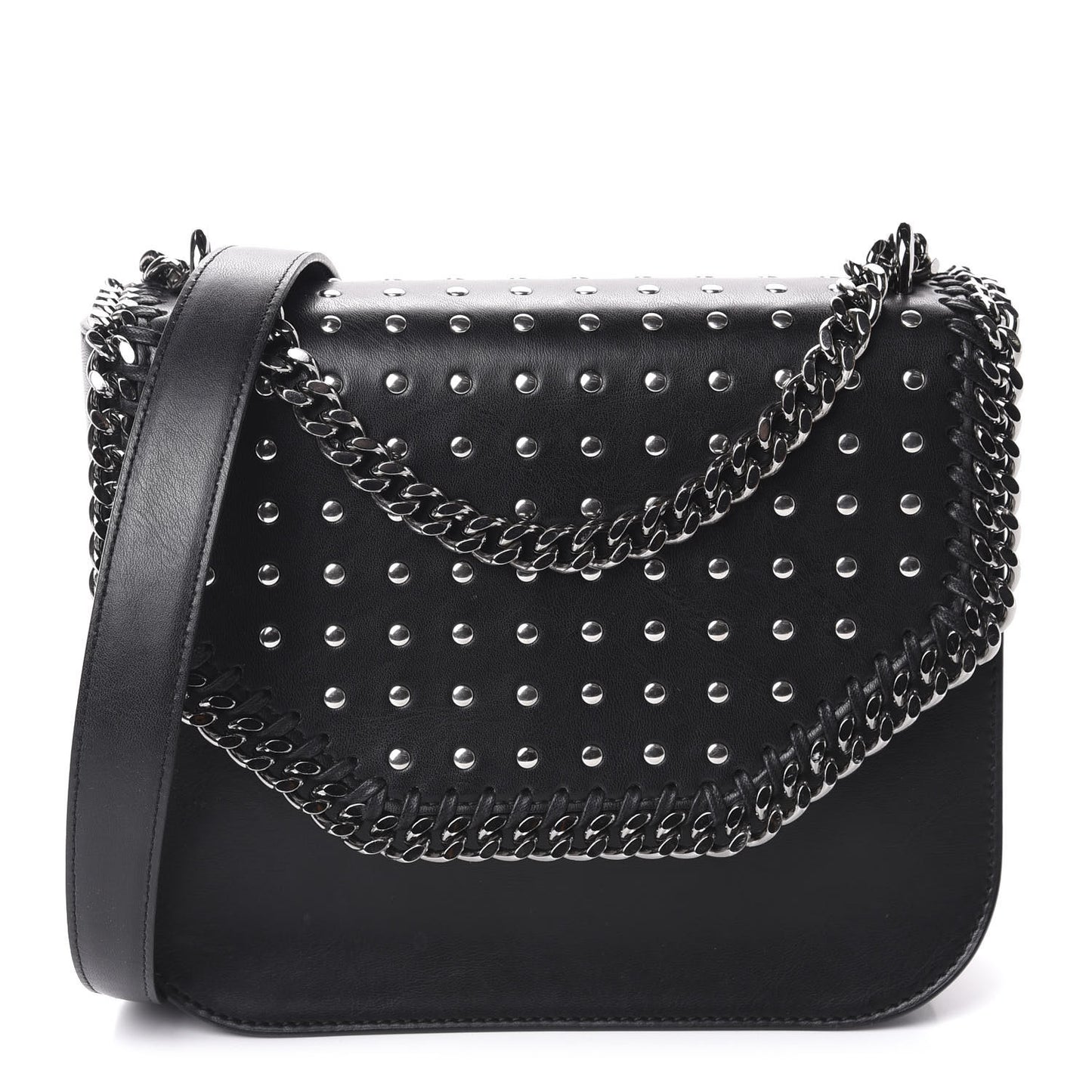 Eco Alter Nappa Studded Falabella Embellished Box Shoulder Bag Black